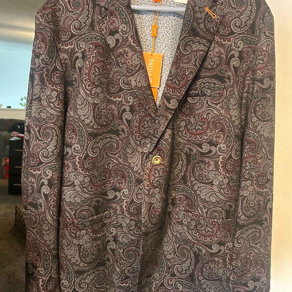 TALLIA Paisley Blazer in Gray and Brown